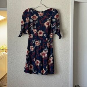 Reformation Blue and Pink Puff Sleeve Mini Dress